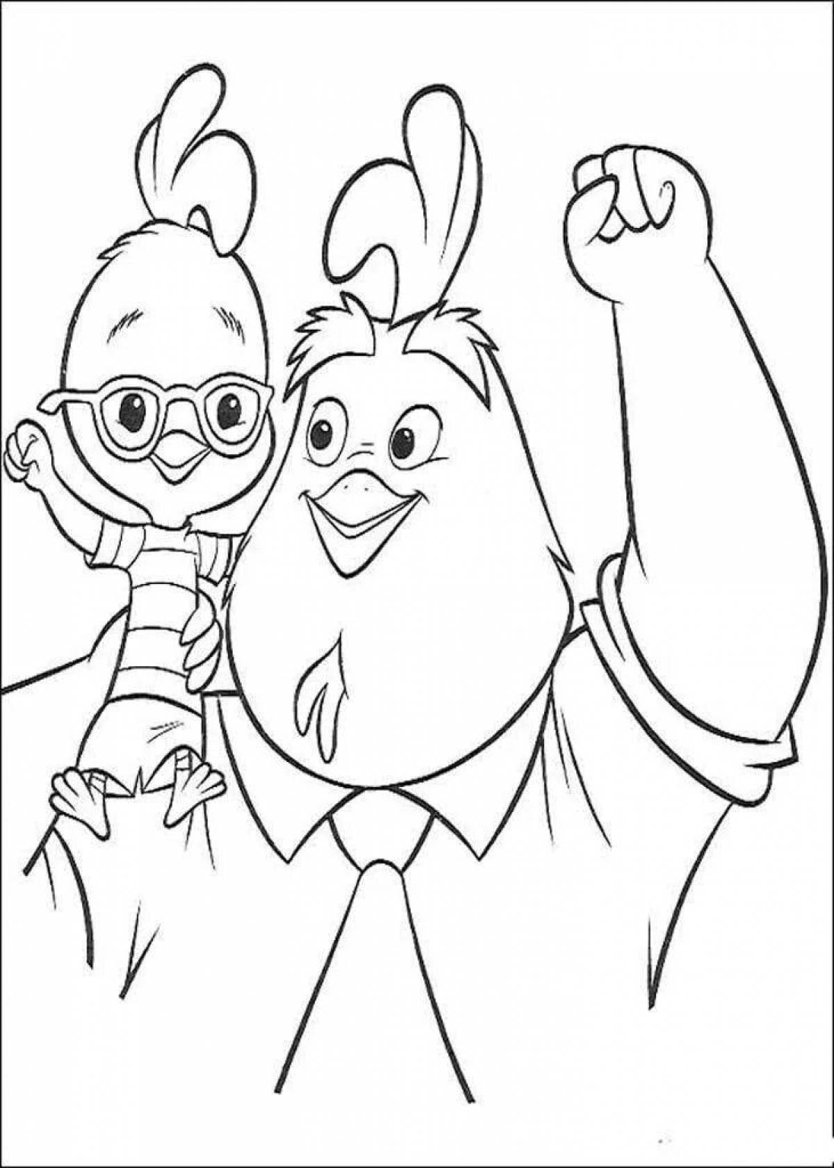 Colorful chicken coloring page