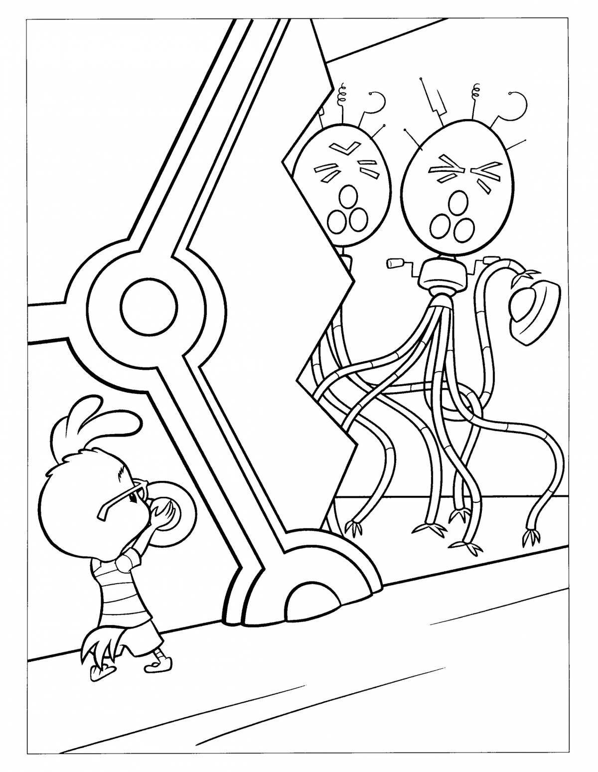 Animated chick coloring page