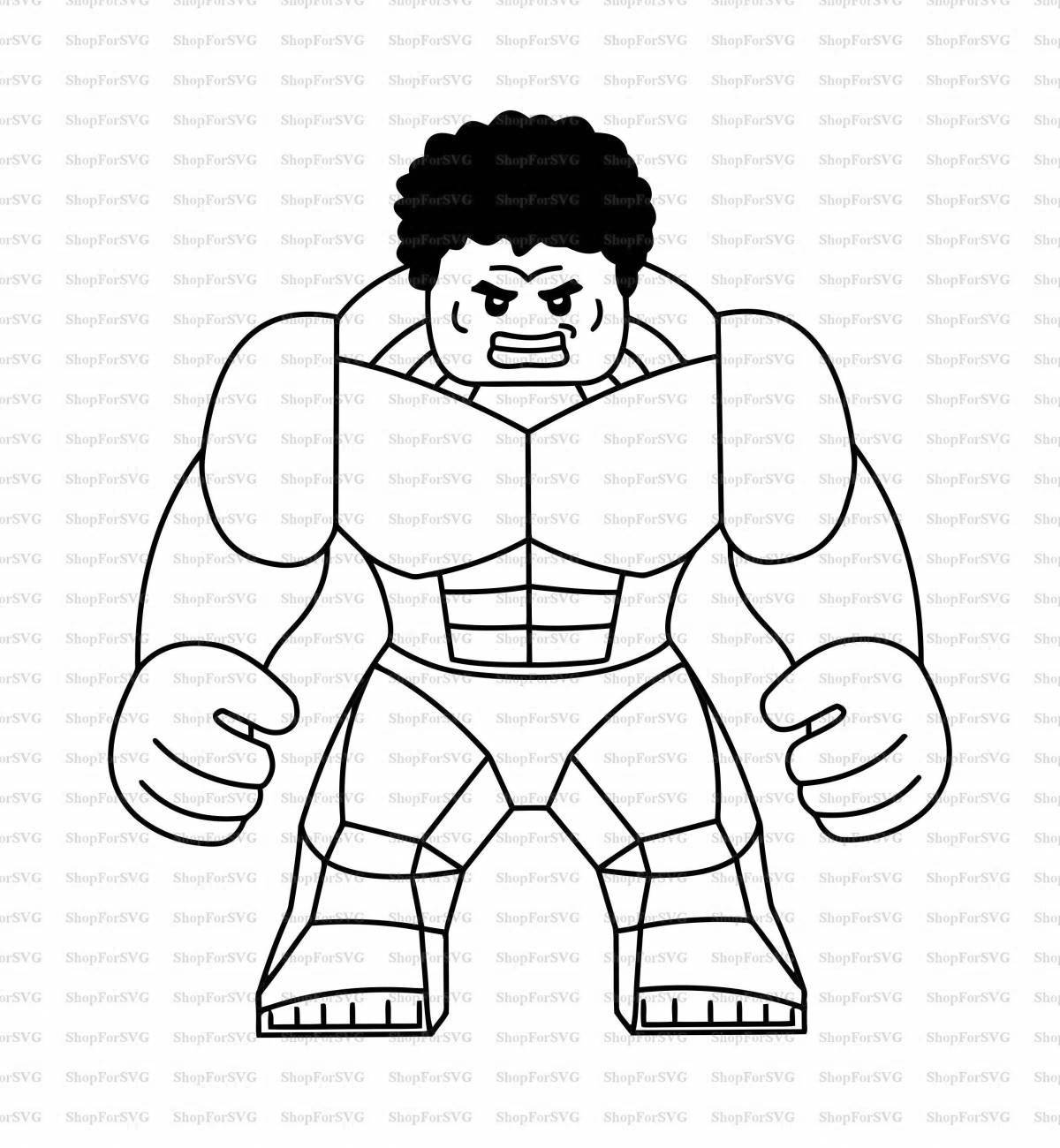 Colorful lego hulk coloring page