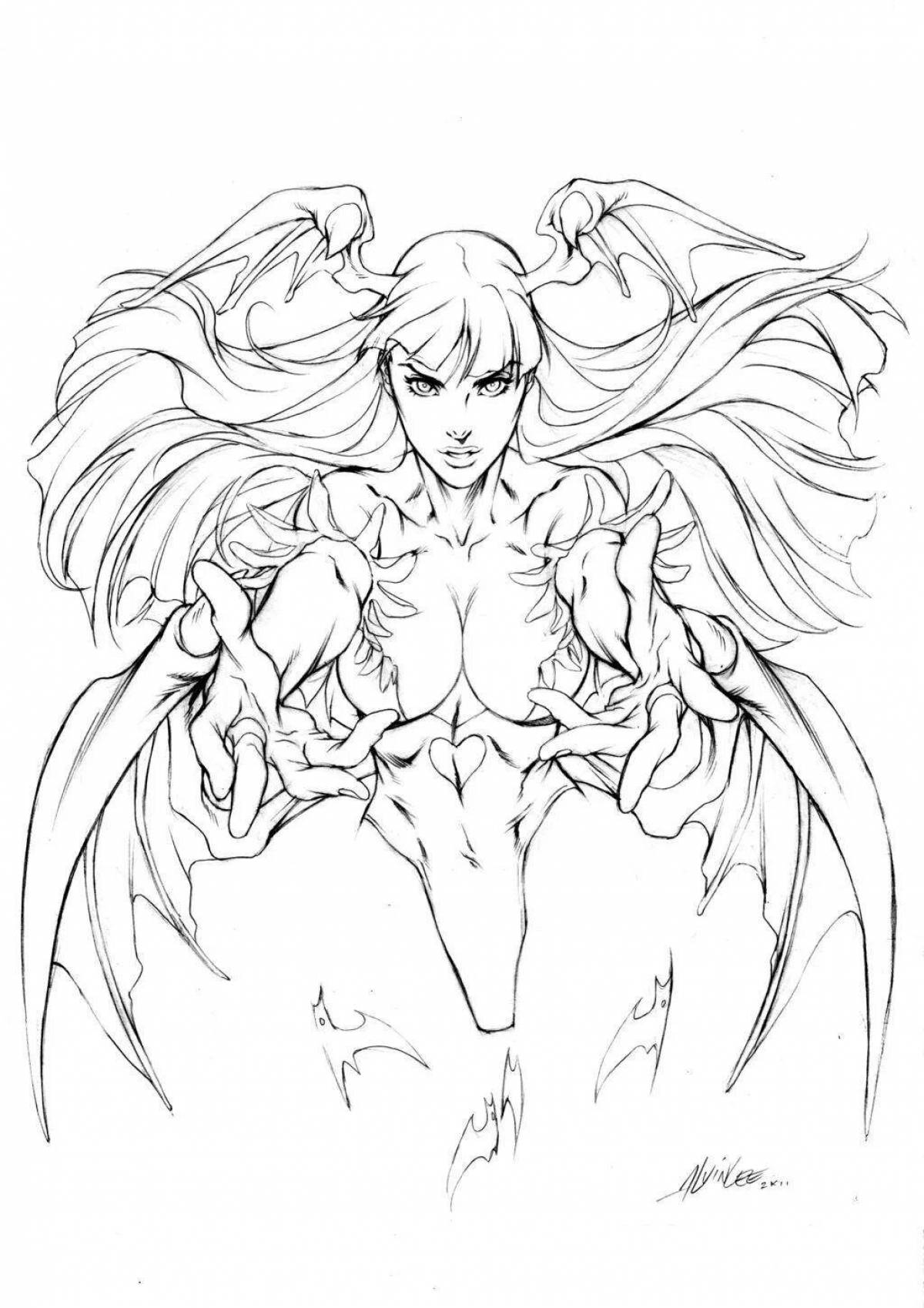 Coloring page formidable demon girl