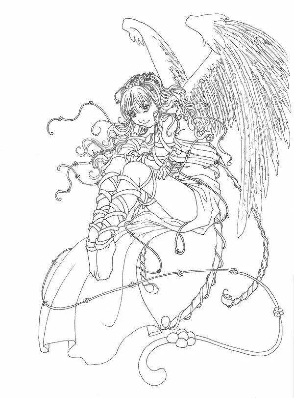 Coloring page terrifying demon girl