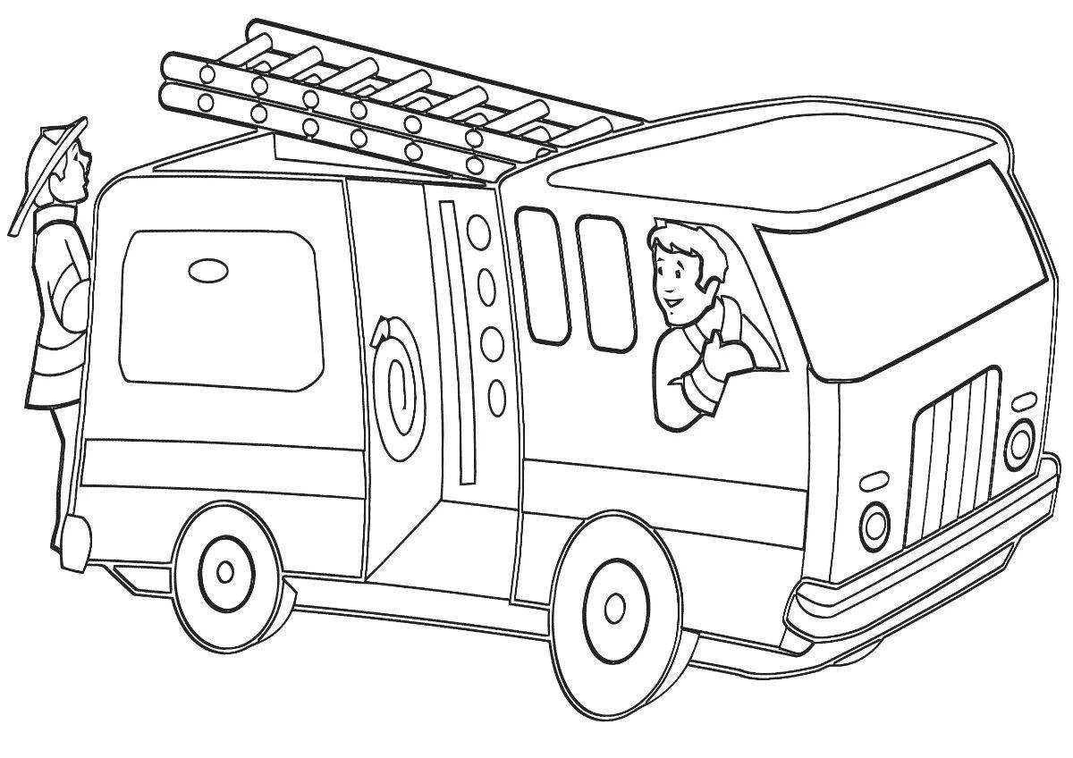Coloring page joyful car Ministry of Emergency Situations