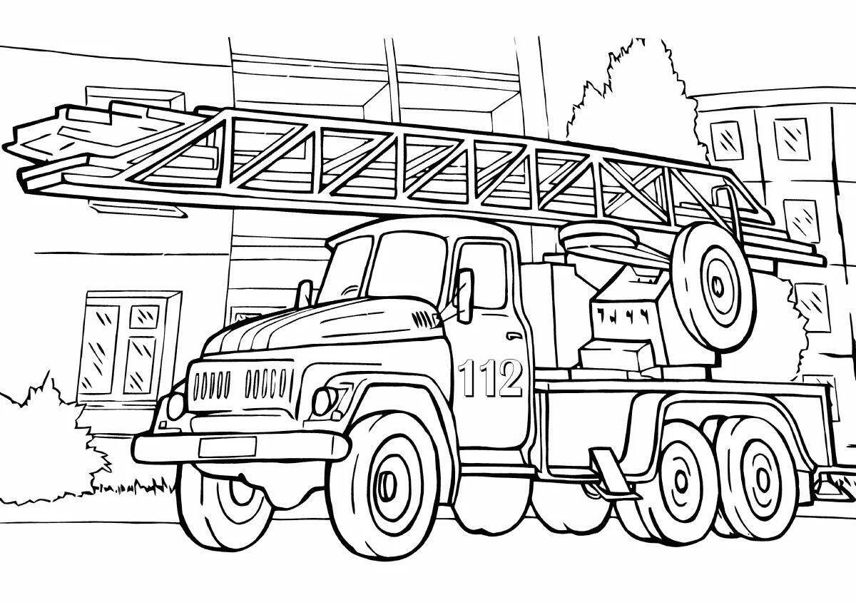 Coloring page of an attractive car of the Ministry of Emergency Situations