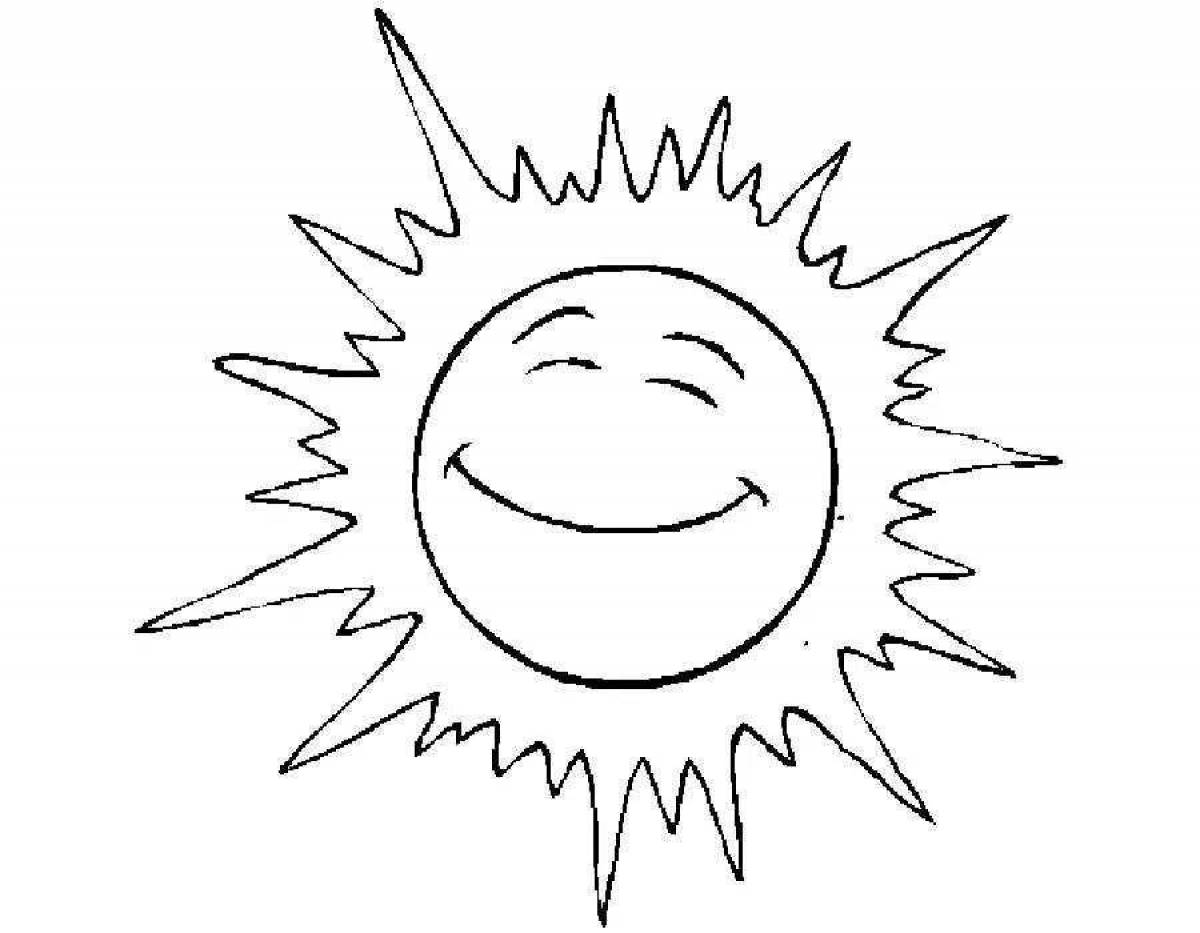 Animated coloring drawing of the sun