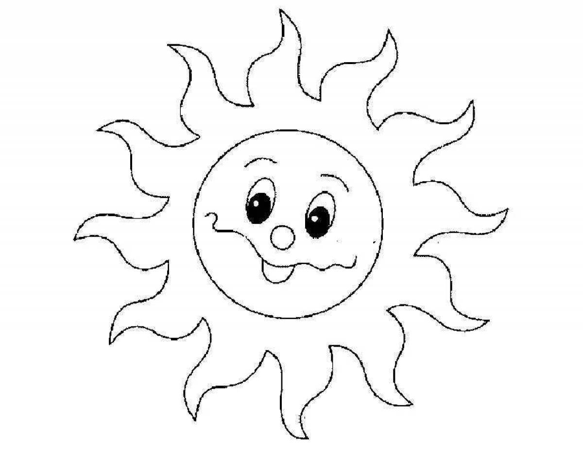 Grand coloring page sun drawing
