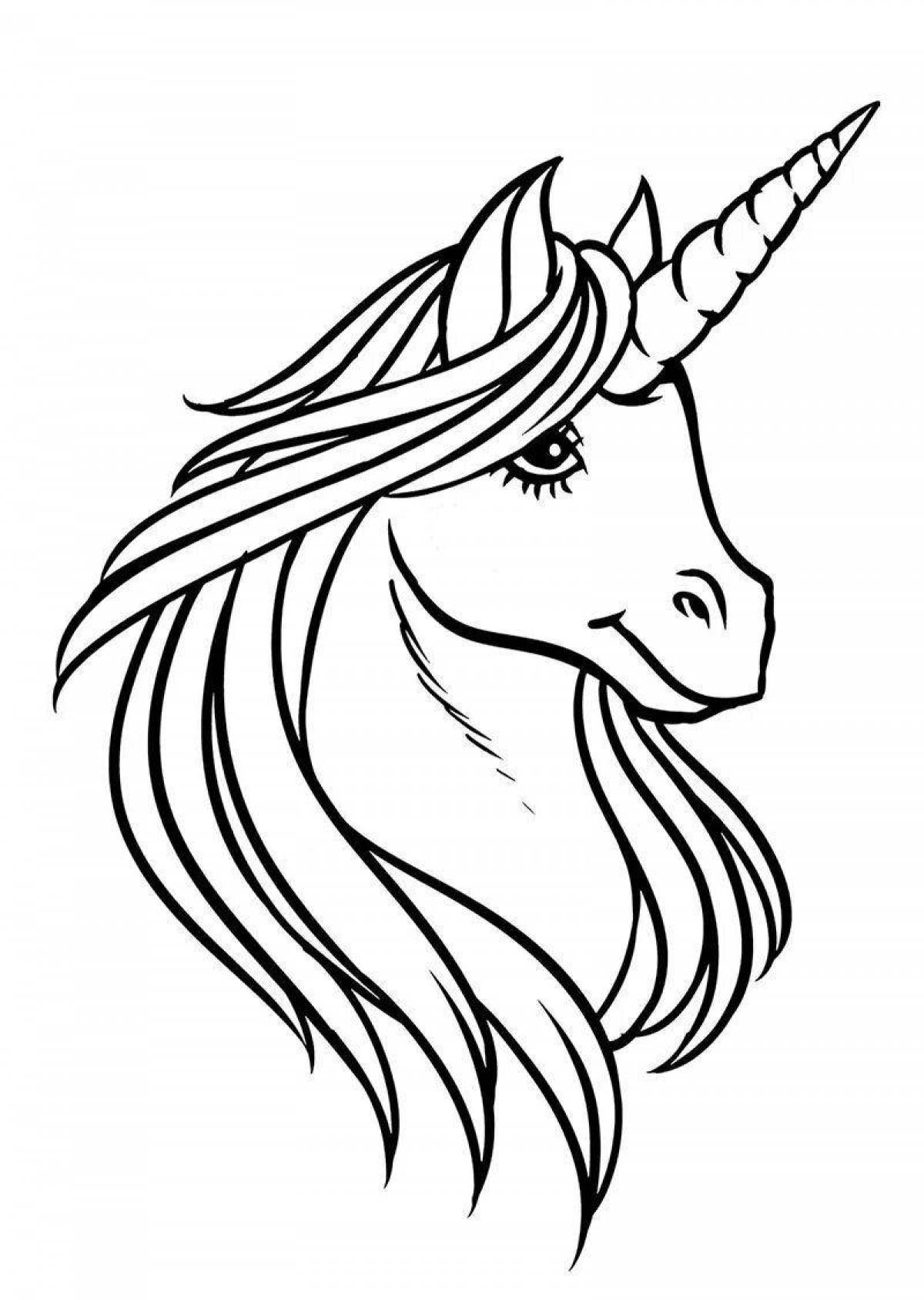 Charming unicorn head coloring book