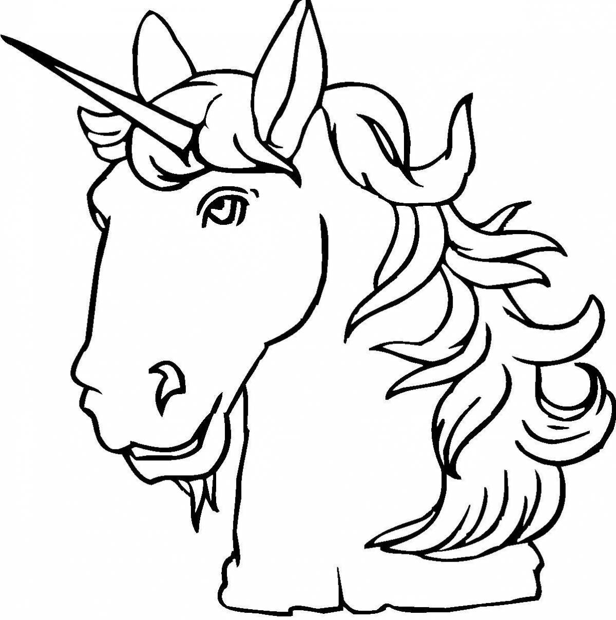 Fun coloring unicorn head