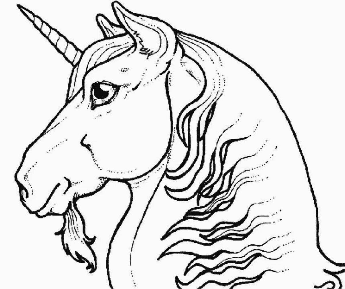 Elegant unicorn head coloring book