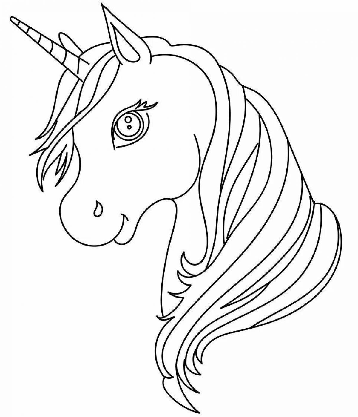 Playful coloring unicorn head
