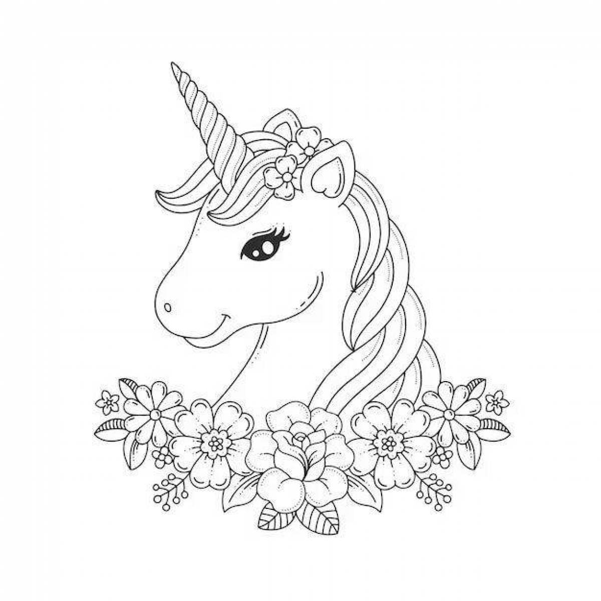 Fun coloring unicorn head