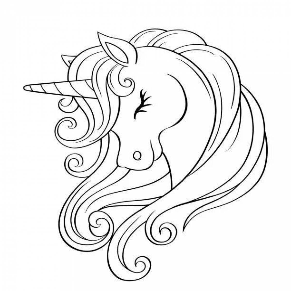 Sparkling unicorn head coloring book