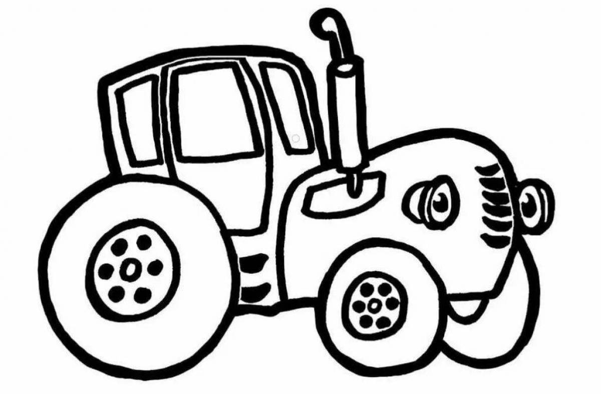 Coloring book colorful blue tractor cartoon