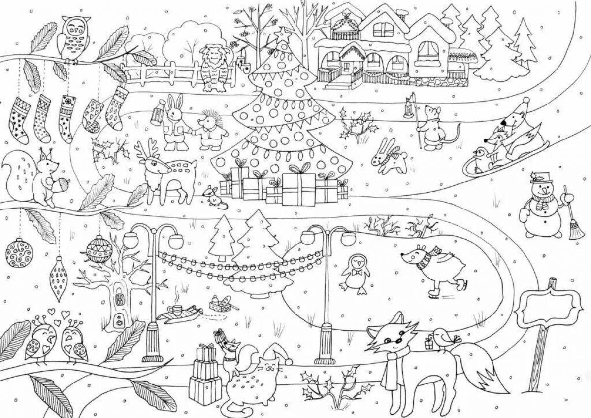 Coloring book exotic Christmas games