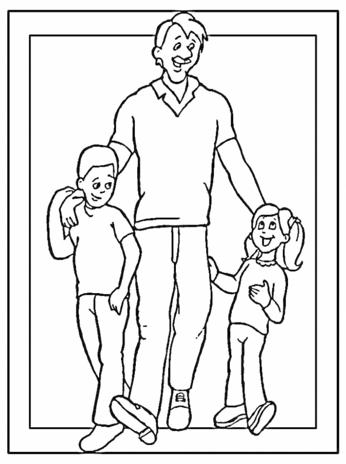 Coloring page loving dad and daughter