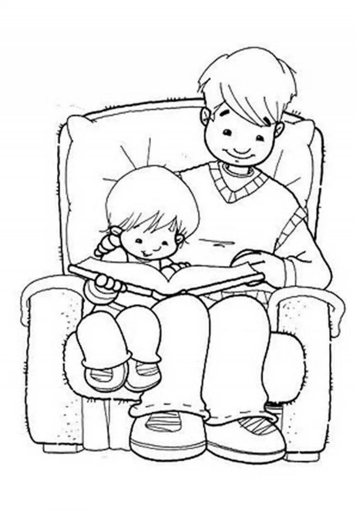 Cute dad and daughter coloring pages