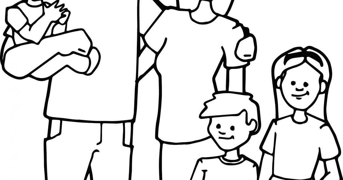 Coloring page happy dad and daughter