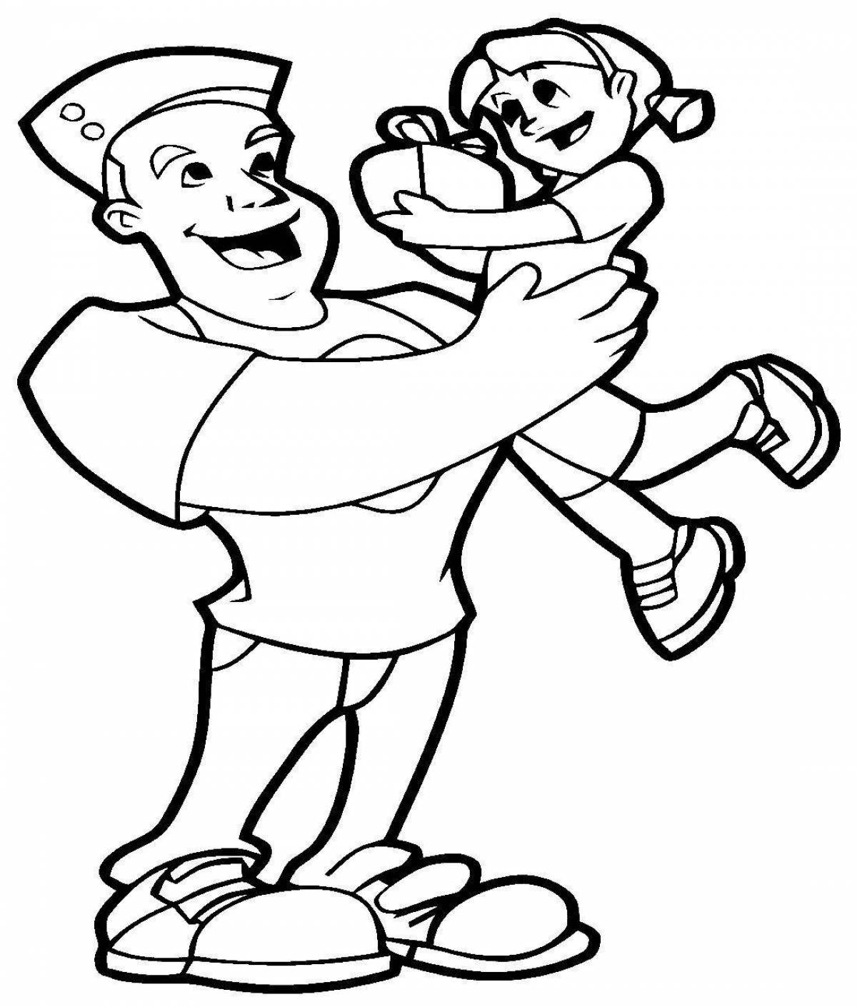 Exciting dad and daughter coloring book