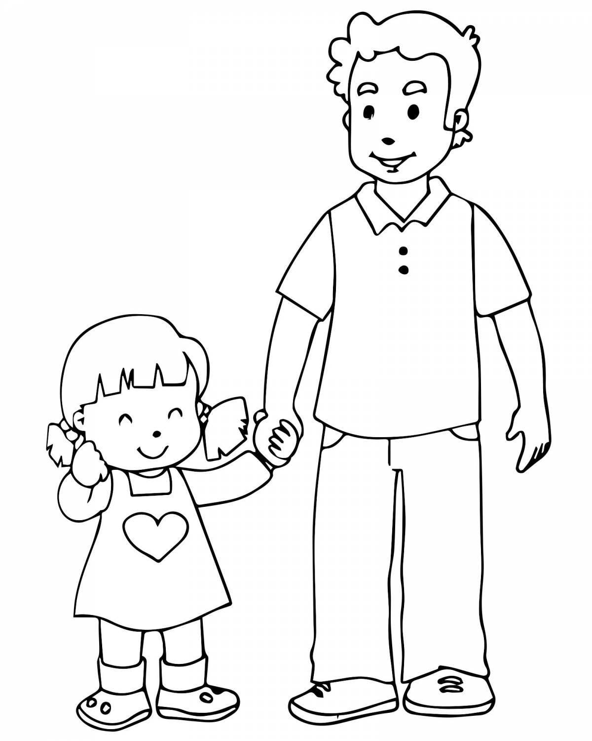 Nice dad and daughter coloring pages