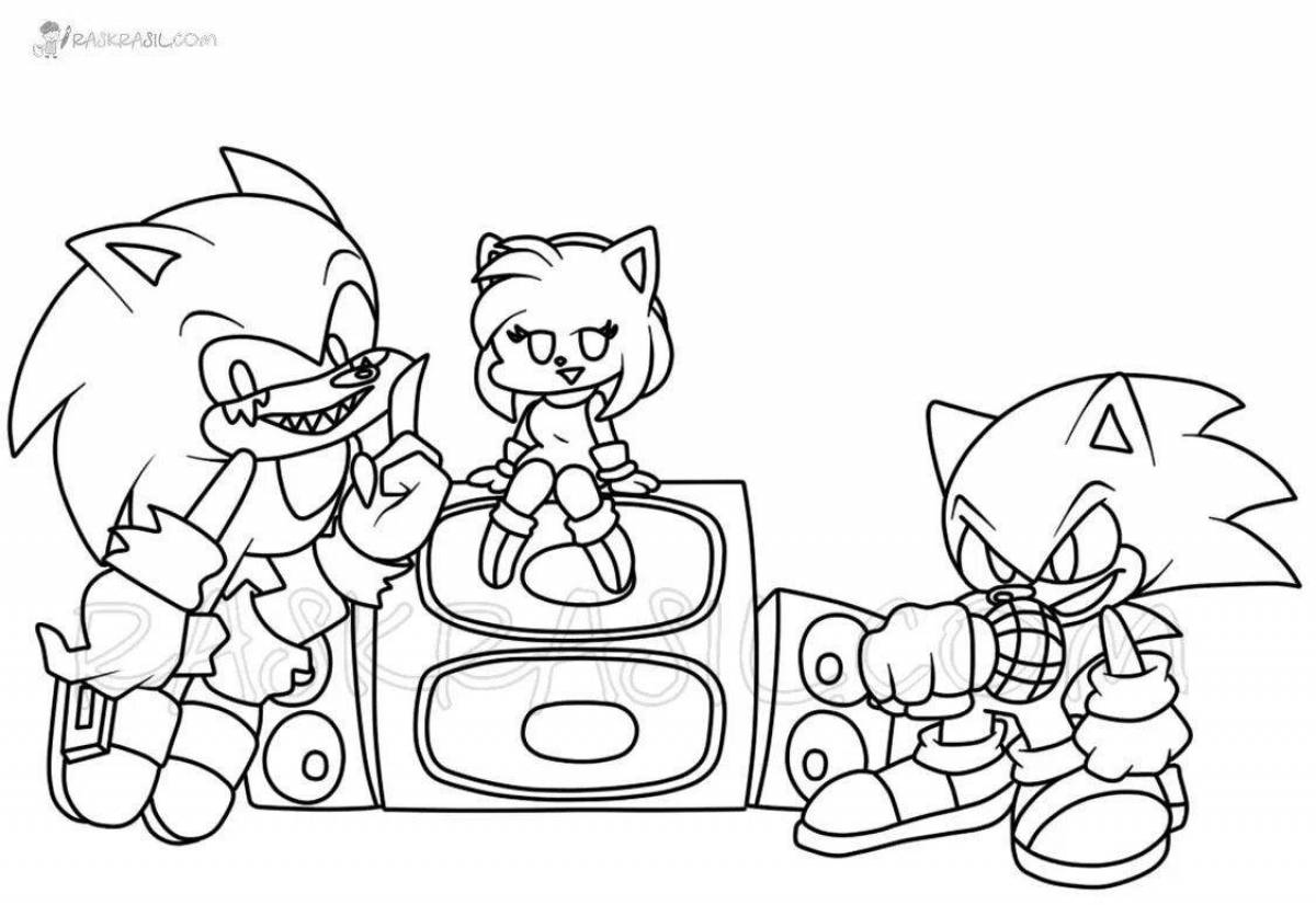 Delightful sonic exe fnf coloring book