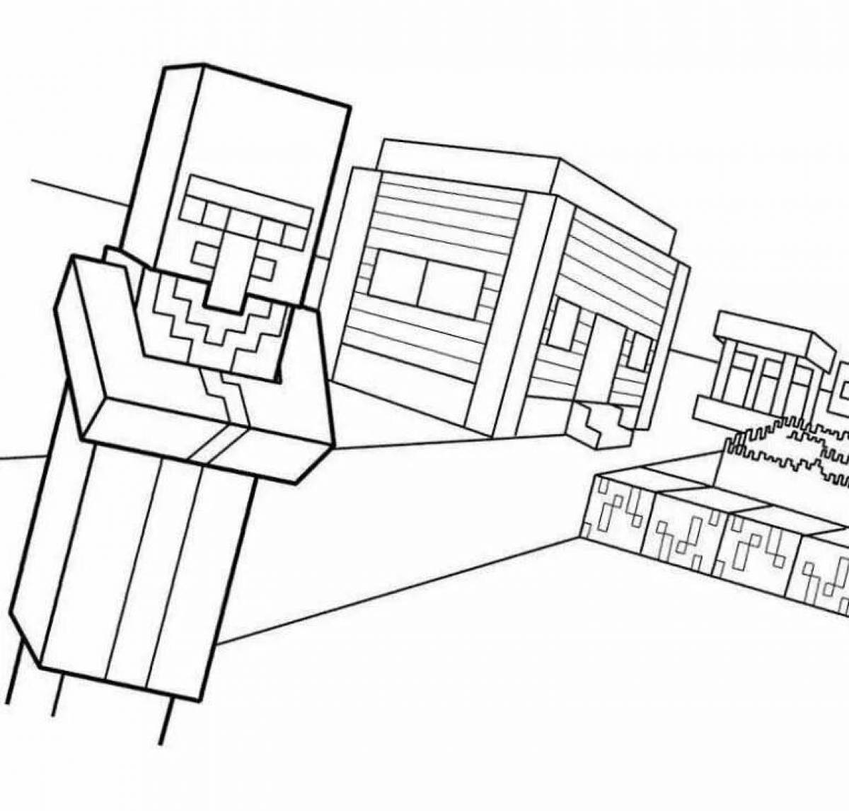Awesome minecraft compote novel coloring page