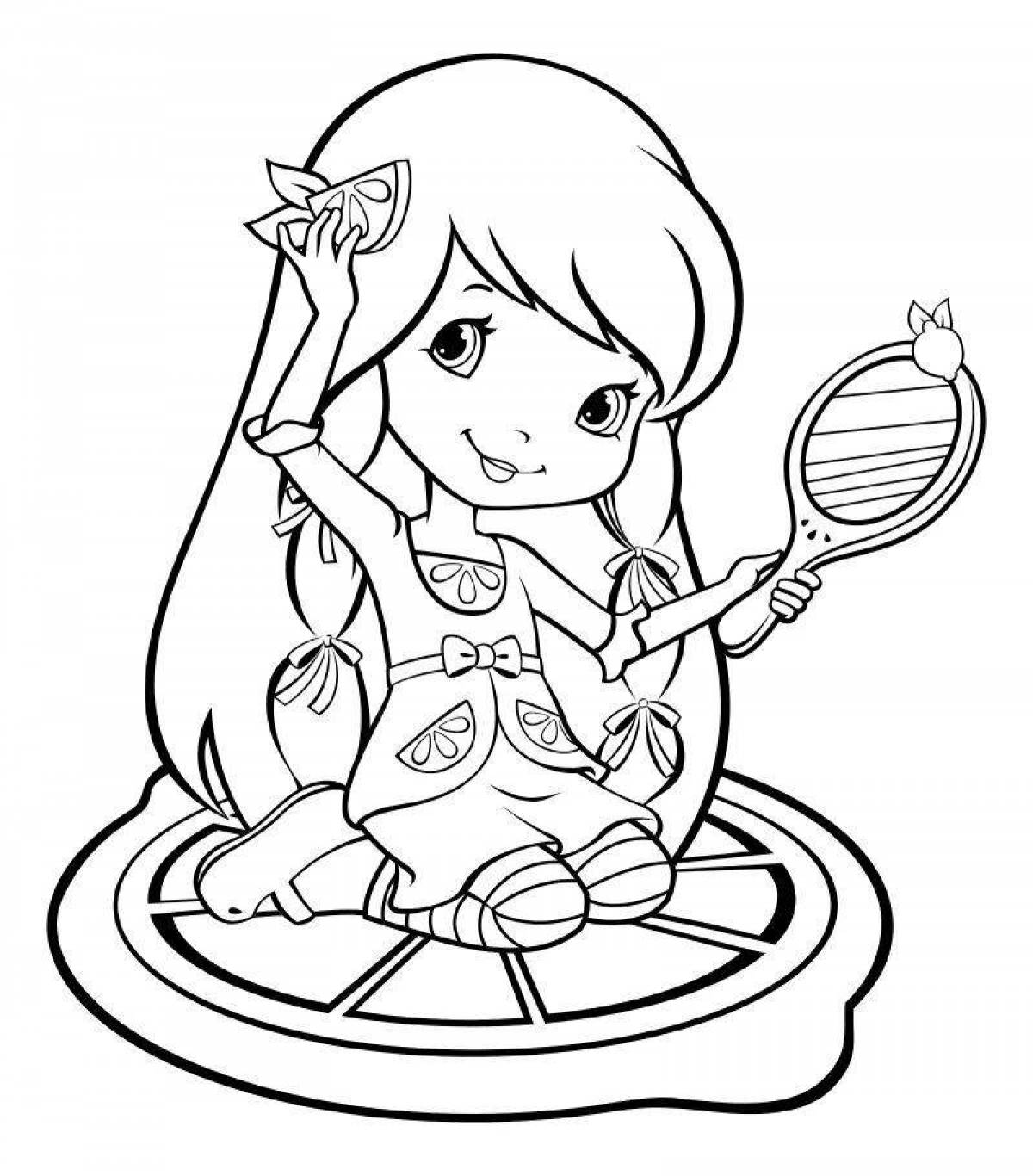 Glitter cartoon girls coloring pages