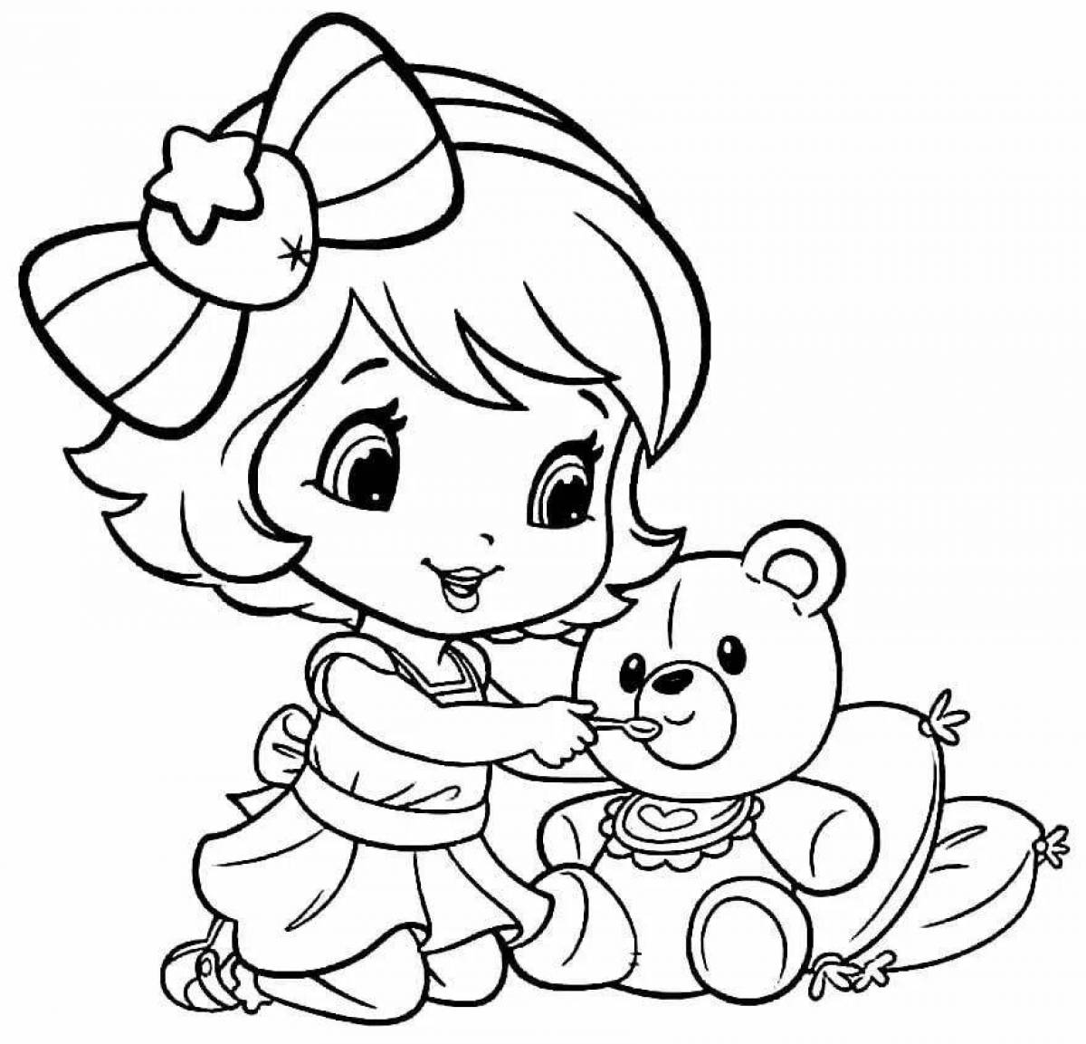 Coloring book for cartoon girls