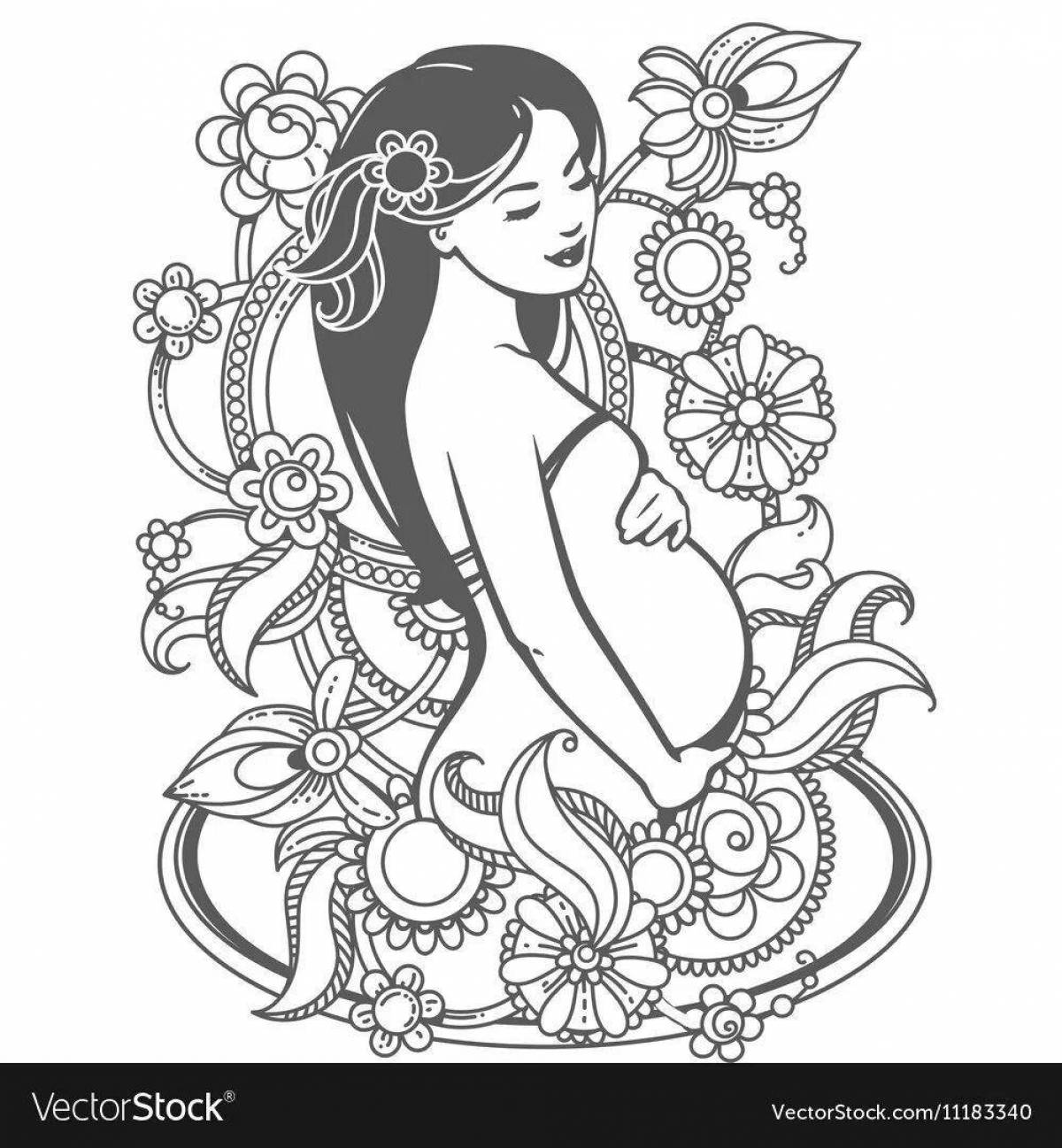 Radiant coloring book for pregnant women antistress
