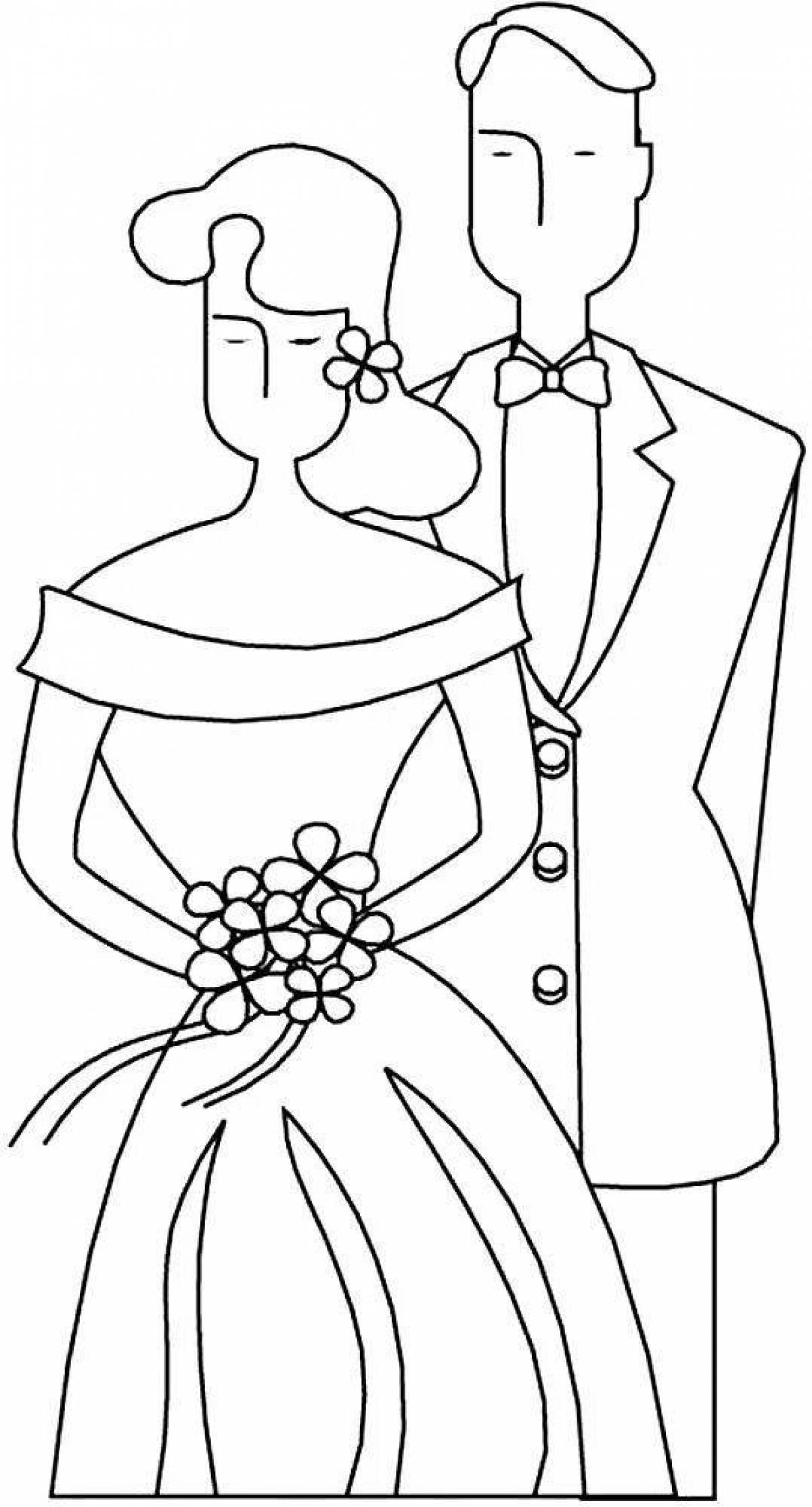 Coloring page exquisite bride and groom