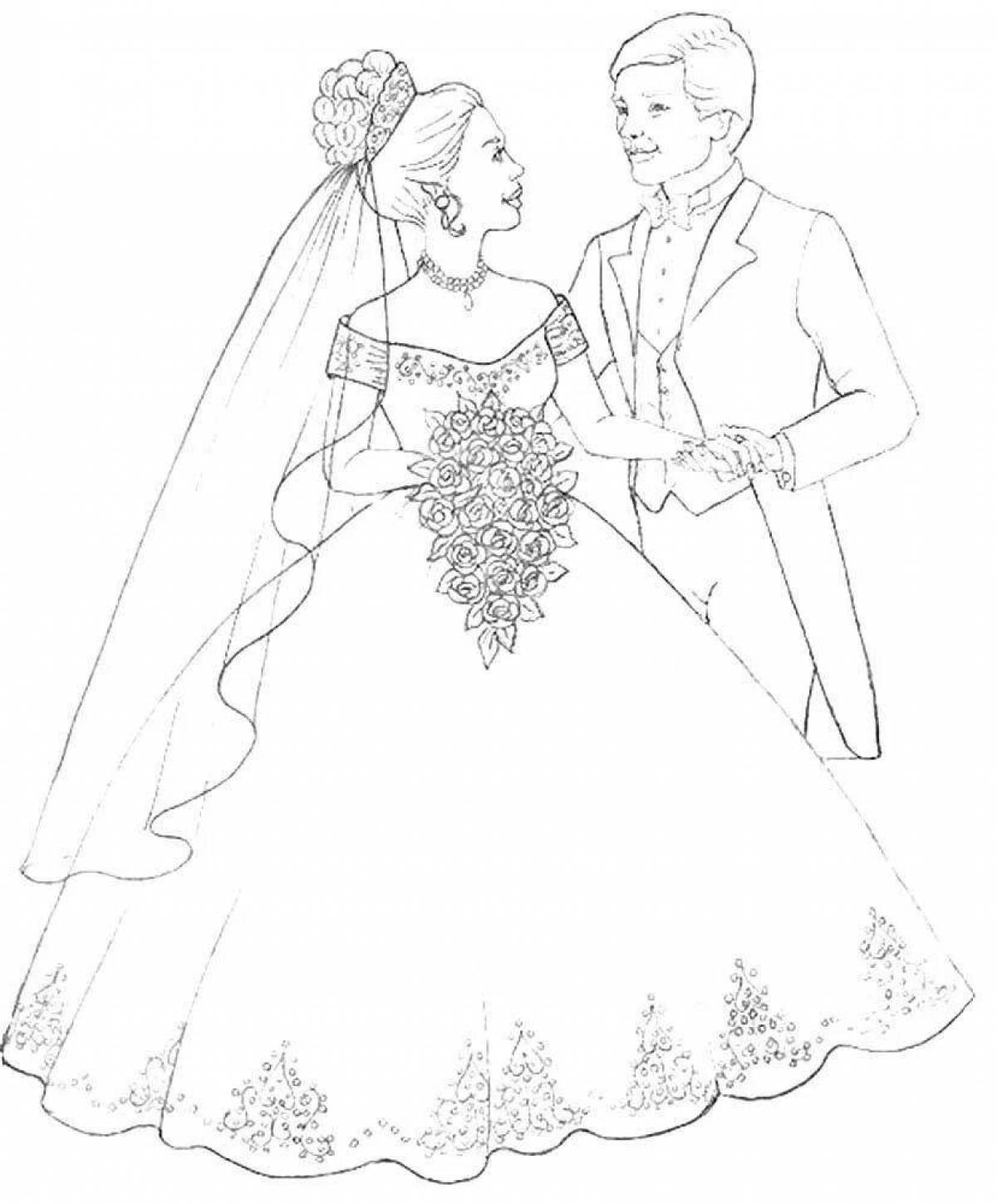 Bright bride and groom coloring page
