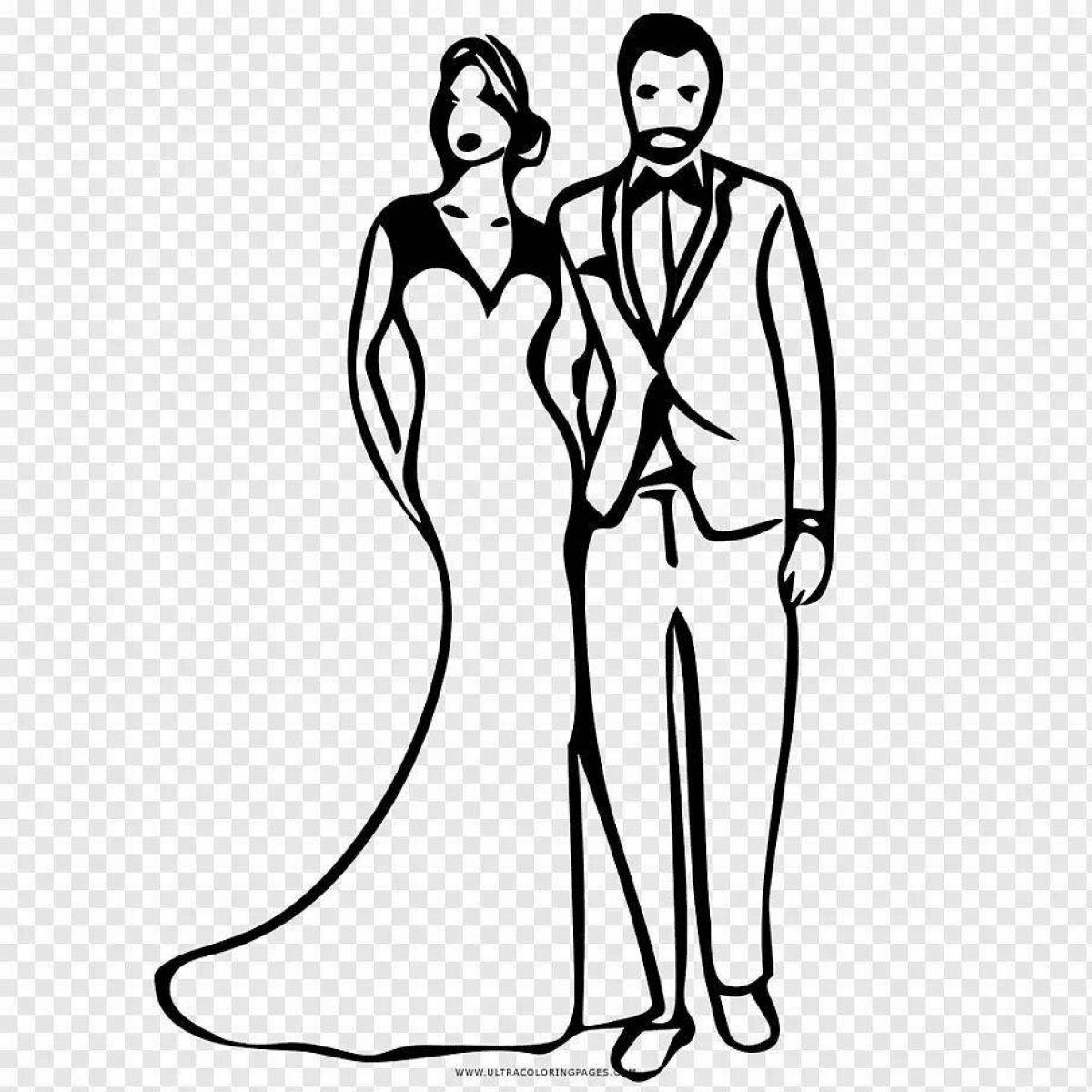Amazing bride and groom coloring page