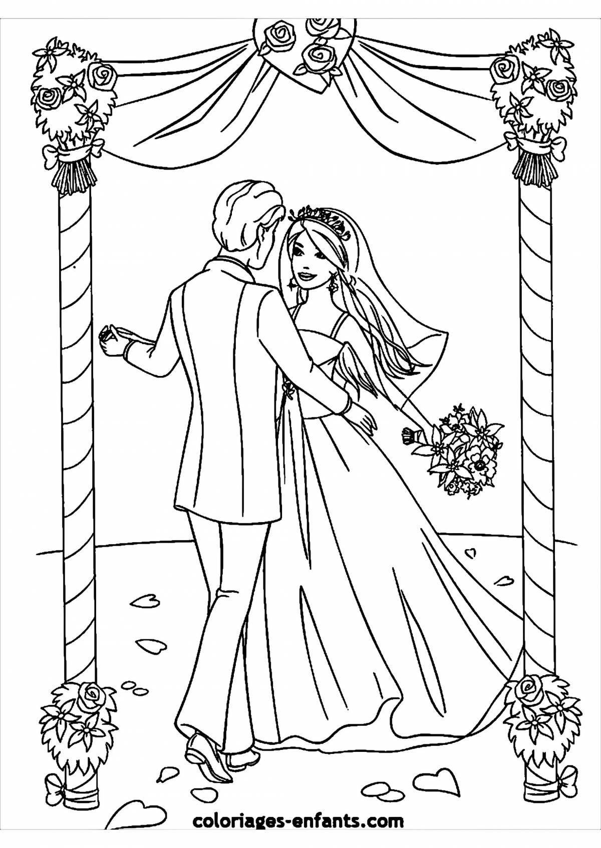 Раскраска буйная невеста и жених