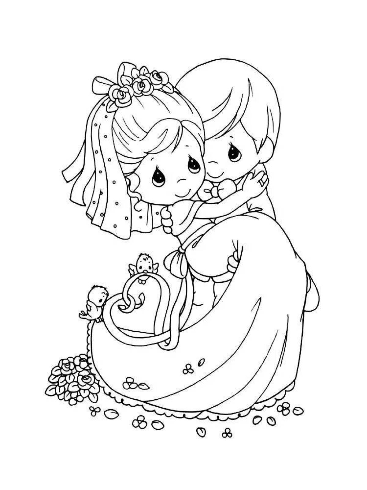 Glorious bride and groom coloring page