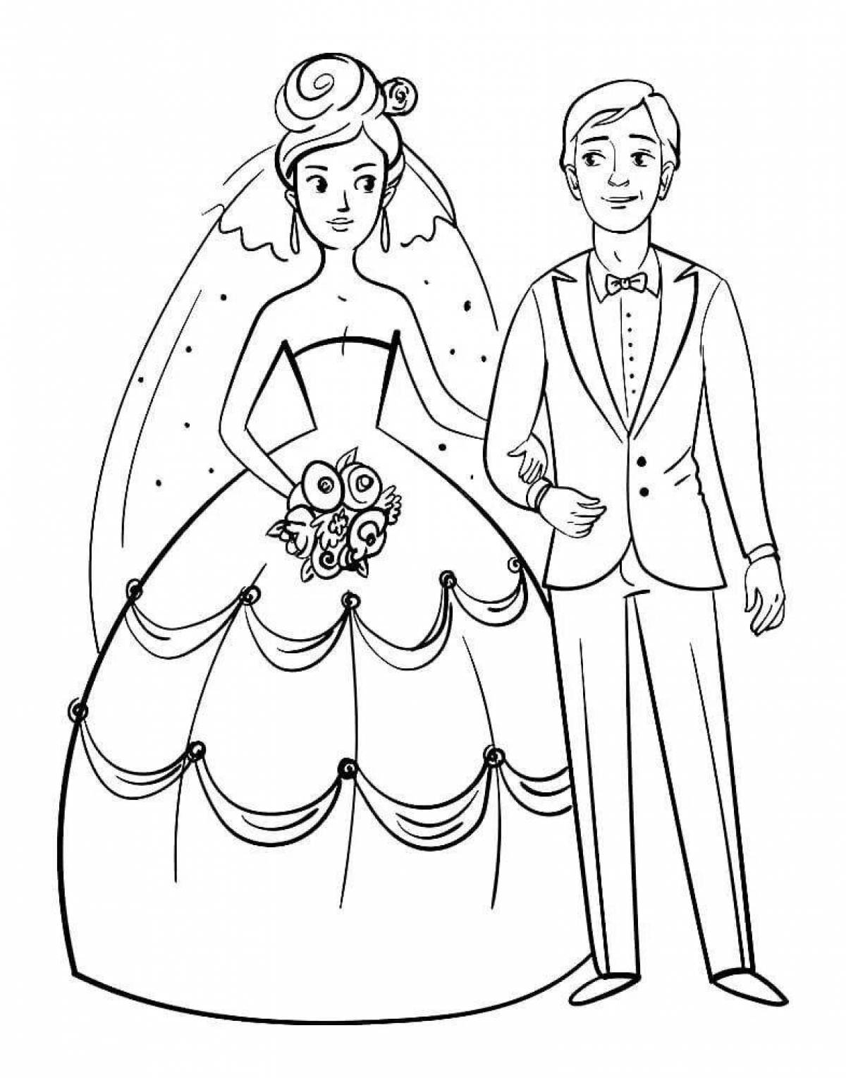 Blessed bride and groom coloring page