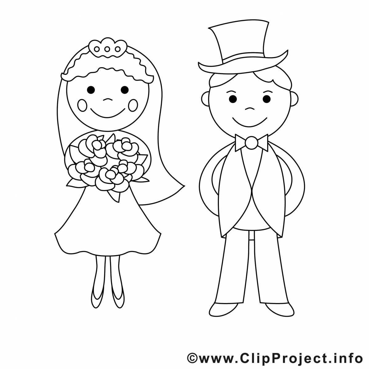Great bride and groom coloring page