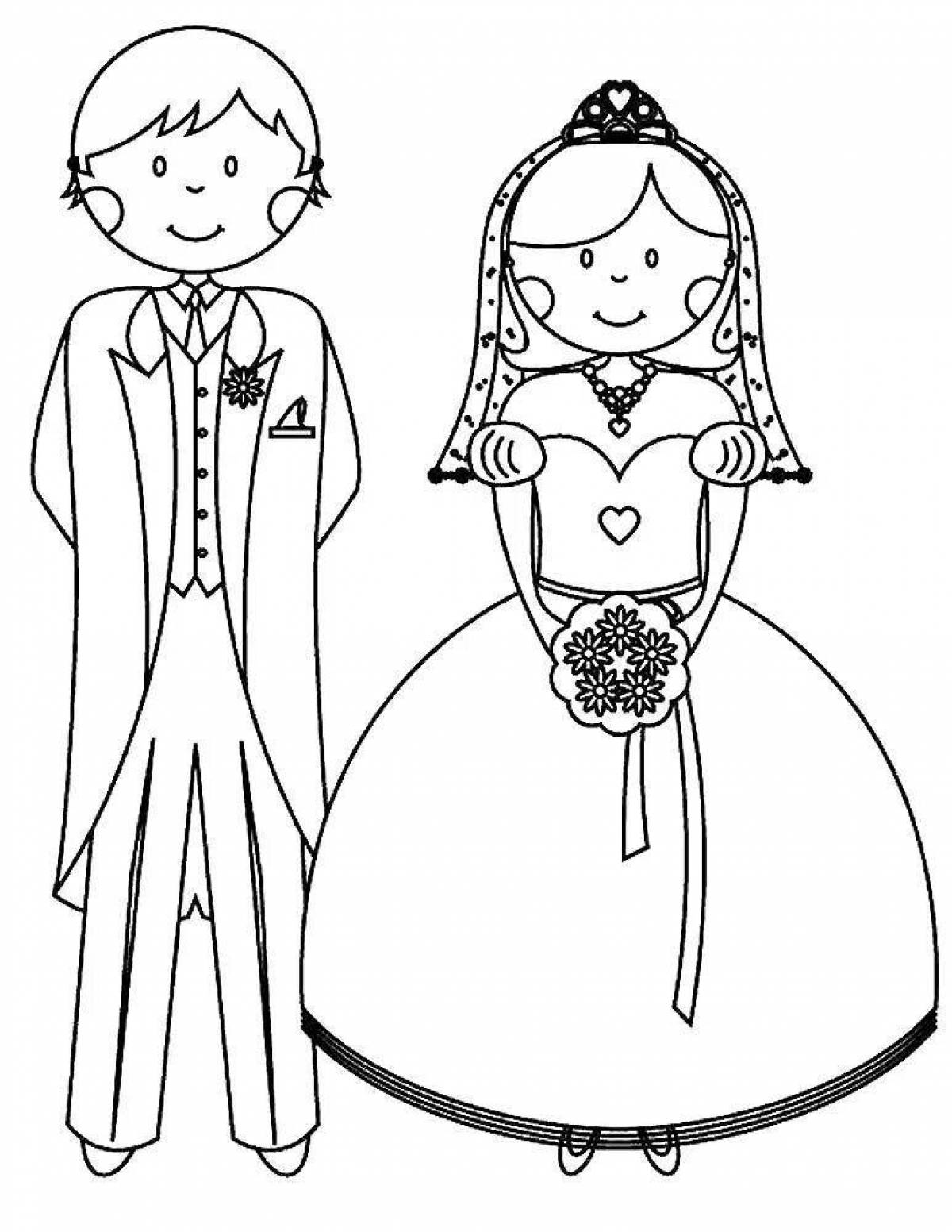 Exquisite bride and groom coloring book