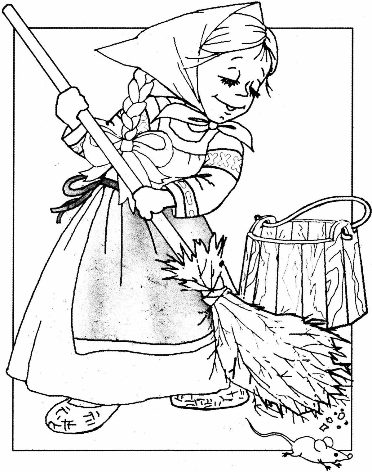 Charming needlewoman and sloth coloring book