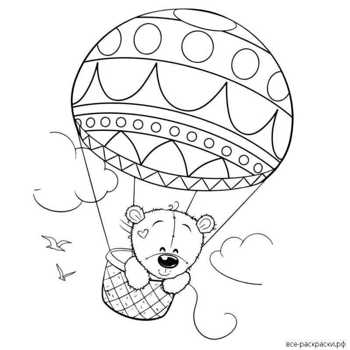 Playful teddy bear with balls