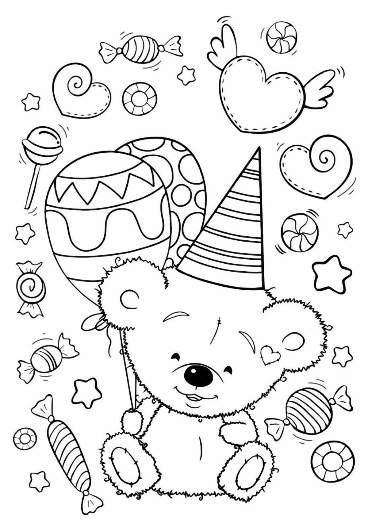 Adorable teddy bear with balloons