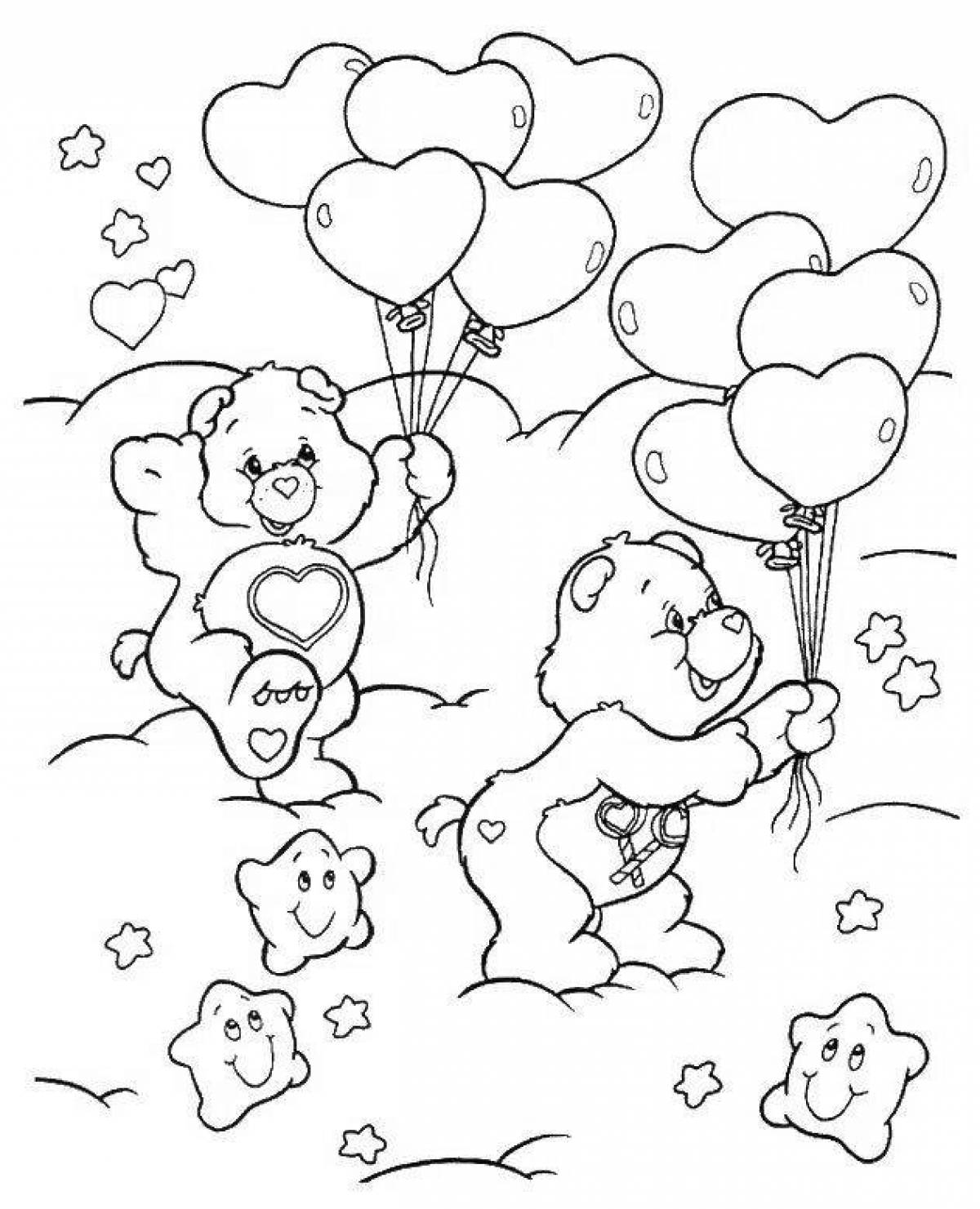 Furious bear with balloons