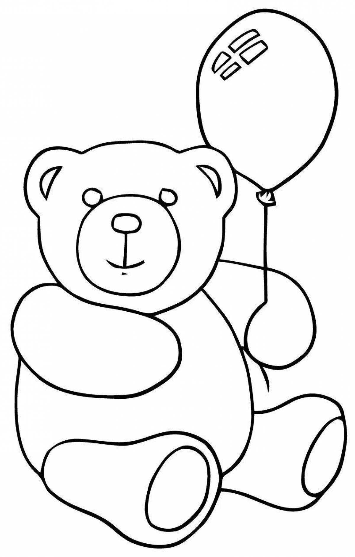 Возбужденный медведь с шариками