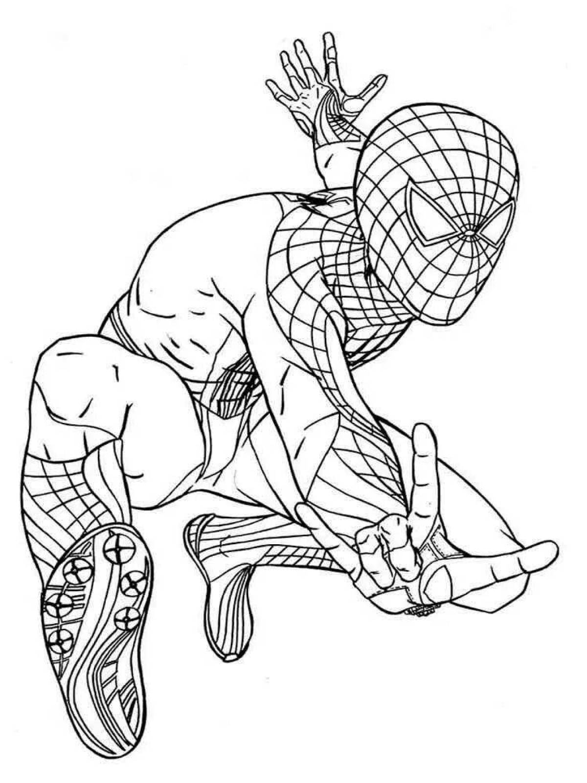 Coloring book adventurous spiderman