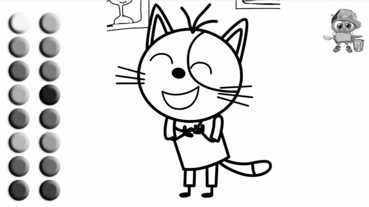Radiant chasing three cats coloring page