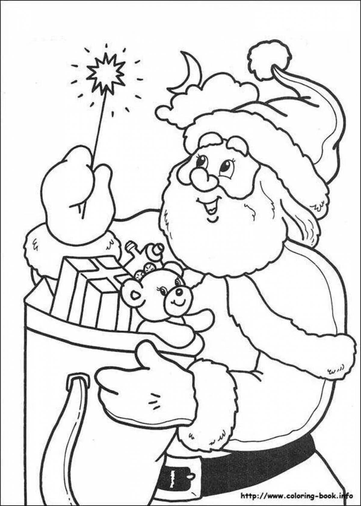 Coloring book Joyful Santa Claus card