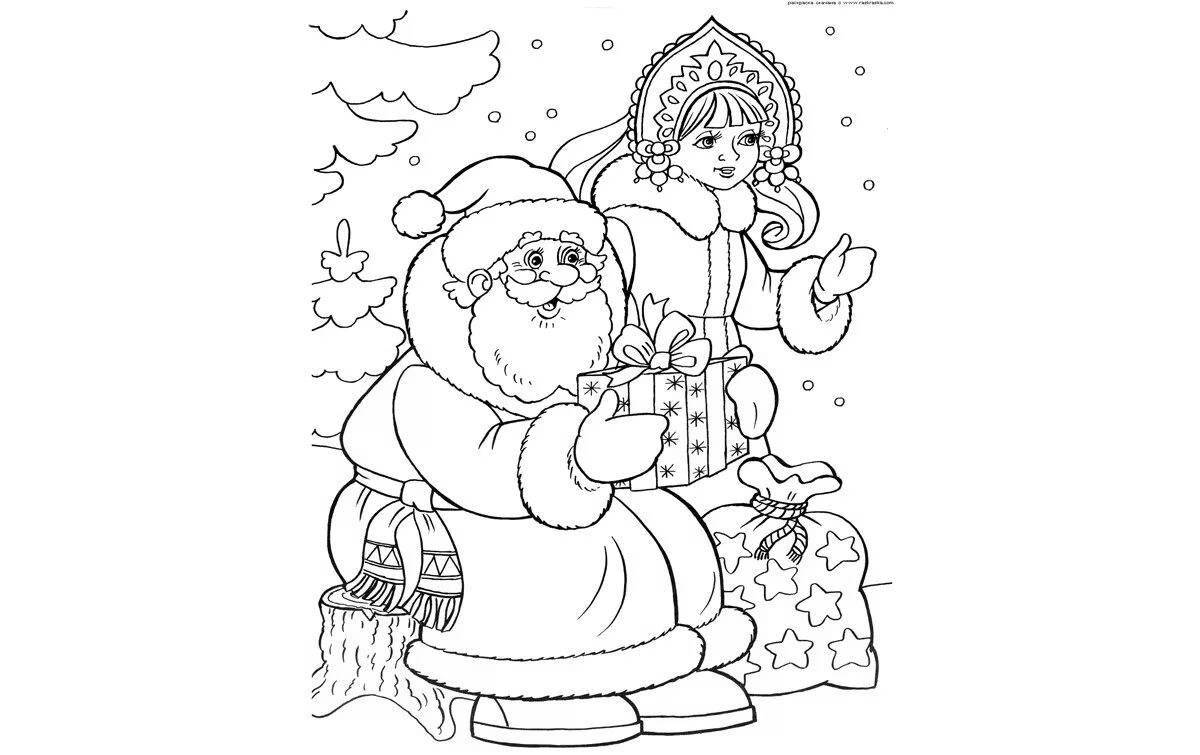 Playful santa claus card coloring page