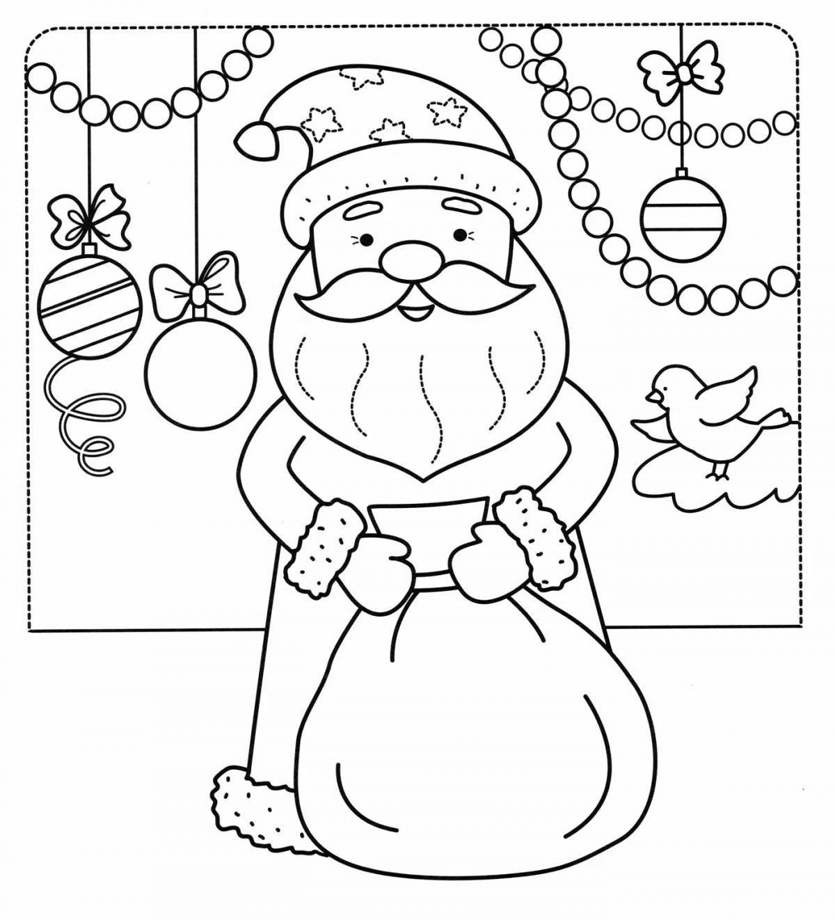 Beautiful santa claus card coloring page
