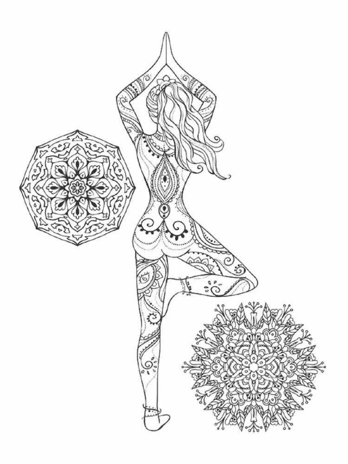 Radiant coloring page antistress art yoga