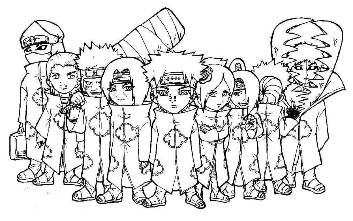 Naruto bold characters coloring page