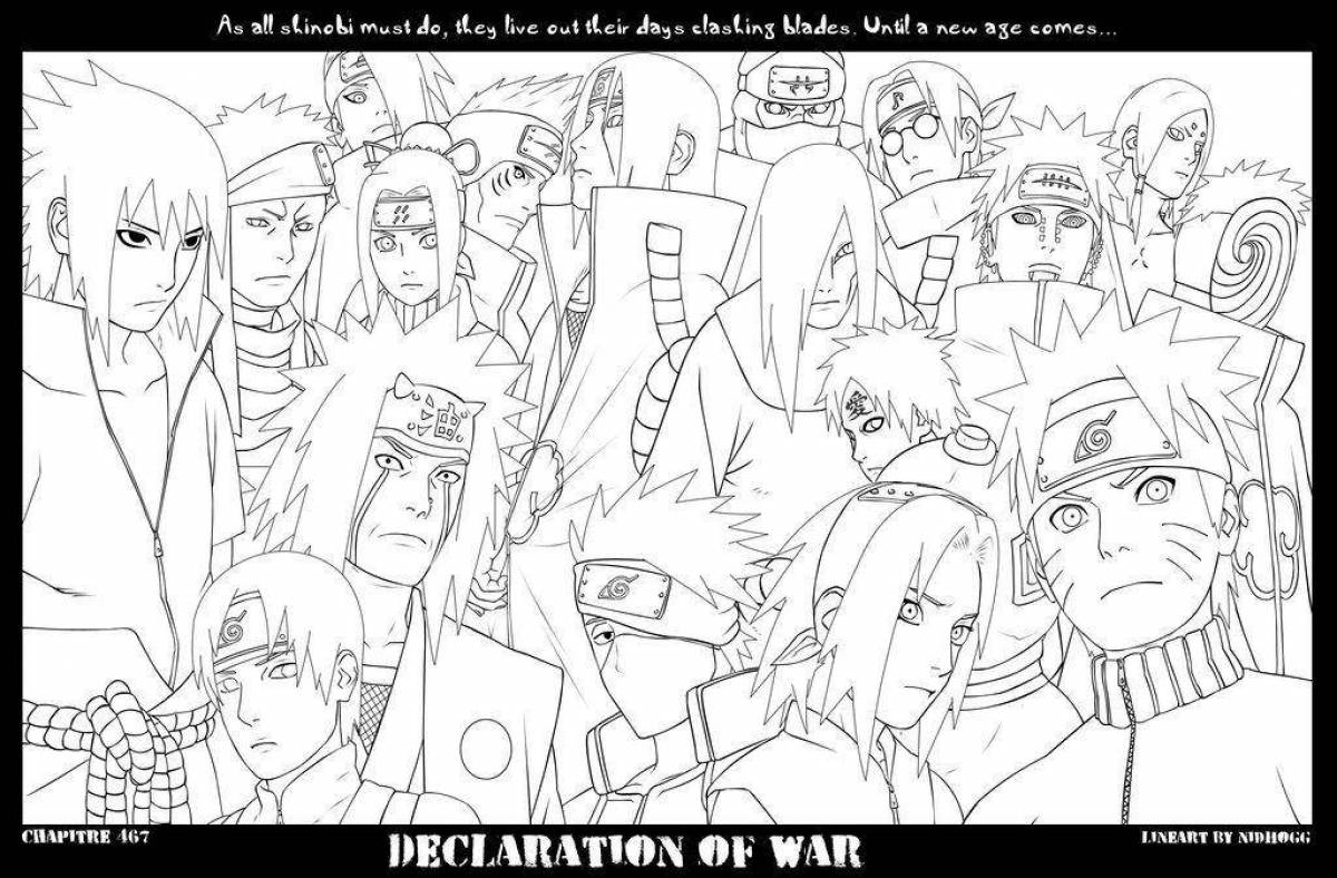 Naruto funny characters coloring page