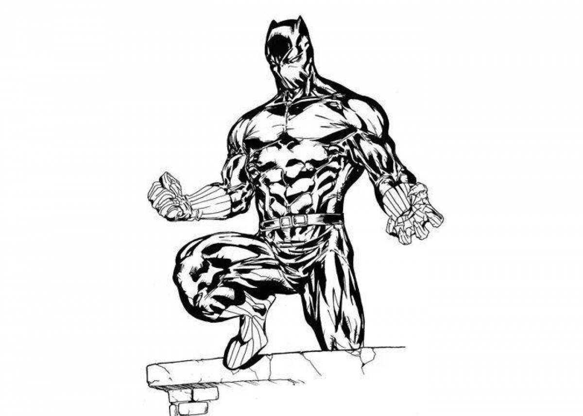Manly coloring black panther superhero