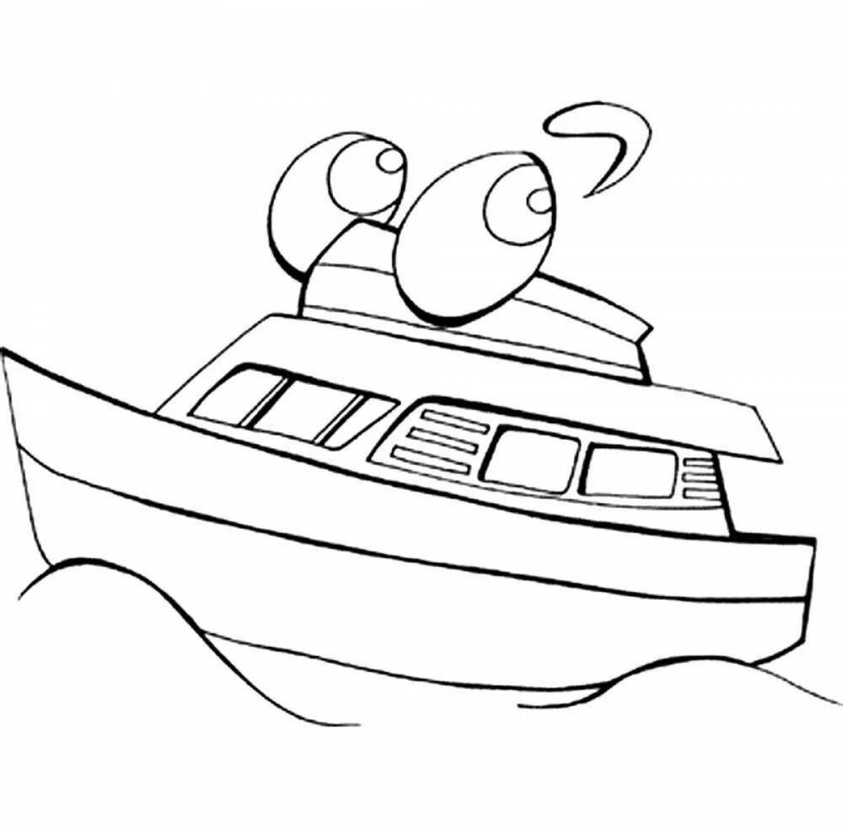 Coloring yacht for kids